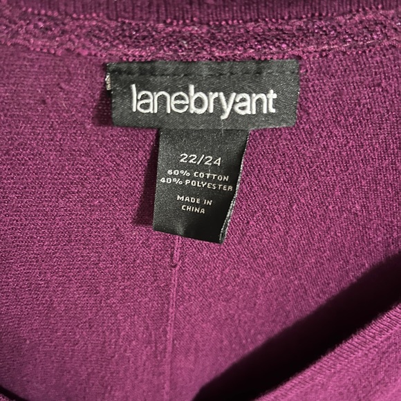 💜 22/24 Lane Bryant Women's Dark Plum Purple V-Neck Top - Picture 2 of 7